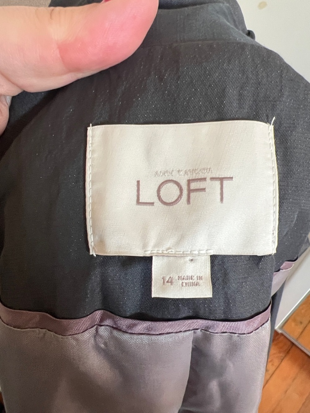 LOFT Charcoal Grey Metallic Trench Coat | Size 14 Gently Used - Picture 9 of 10